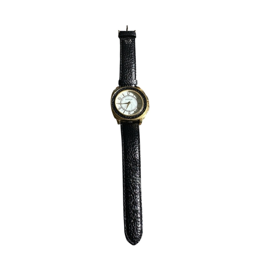 Joan Rivers Classics Gold and Black Leather Watch